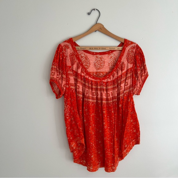 Free People Paisley Print Scoop Back T-Shirt Size Small - Picture 3 of 8